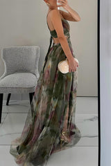 Isla™ | Printed Lace-Up Maxi Dress