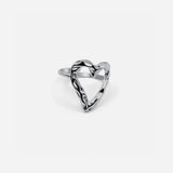 Valora | Adjustable Textured Heart Silver Ring