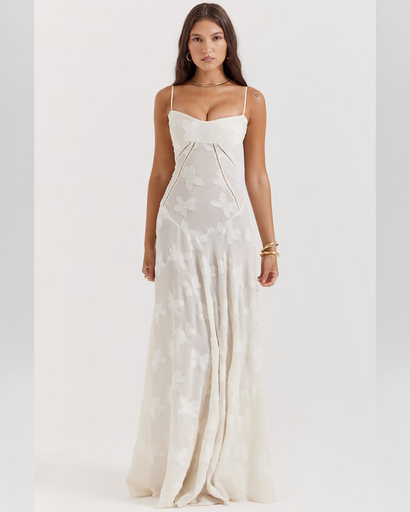 Isla™ | Pistachio Lace-Back Maxi Dress