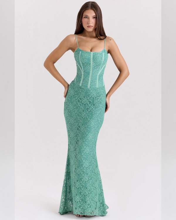 Elodie™ | Orchid Lace Corset Maxi Dress