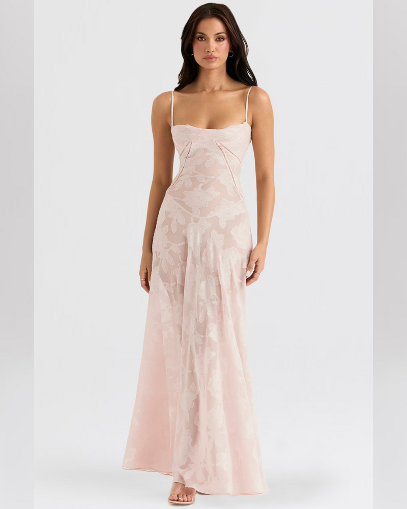 Isla™ | Pistachio Lace-Back Maxi Dress
