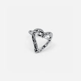 Valora | Adjustable Textured Heart Silver Ring