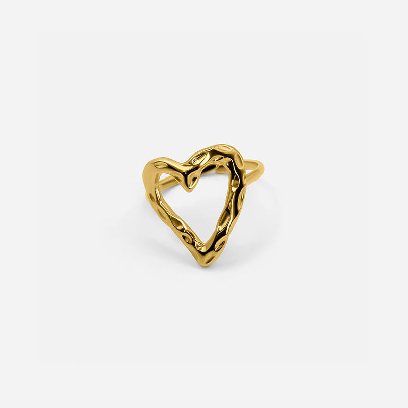 Ember | Adjustable Textured Heart Gold Ring