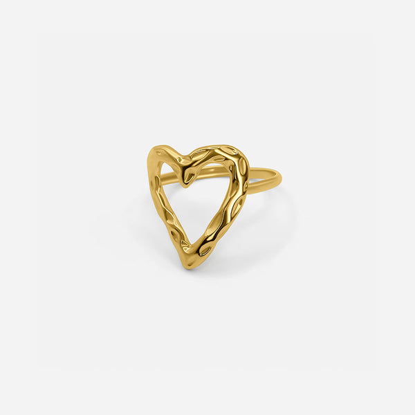 Ember | Adjustable Textured Heart Gold Ring