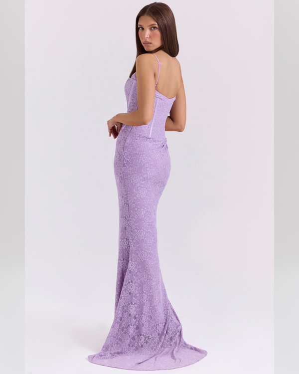 Elodie™ | Orchid Lace Corset Maxi Dress