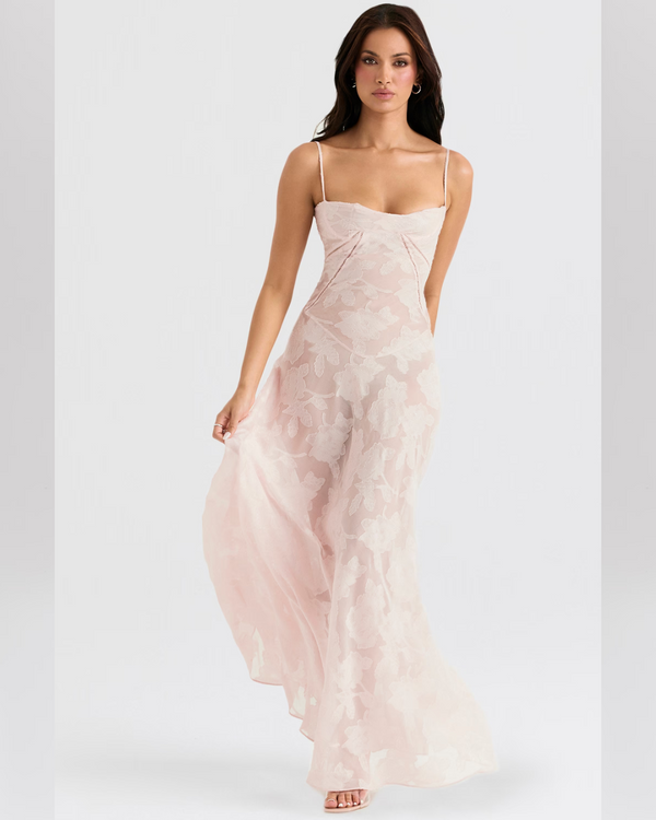 Isla™ | Pistachio Lace-Back Maxi Dress