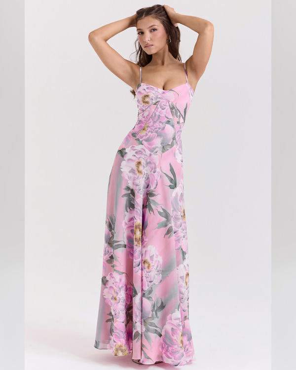 Isla™ | Pistachio Lace-Back Maxi Dress
