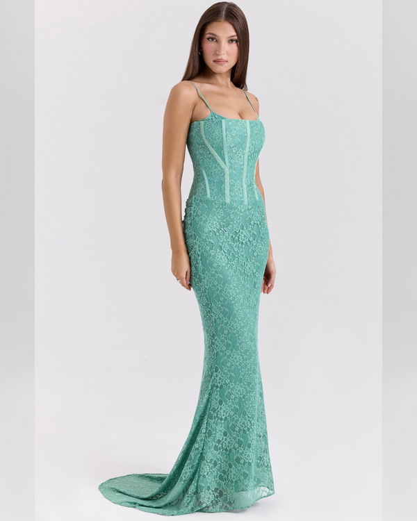 Elodie™ | Orchid Lace Corset Maxi Dress