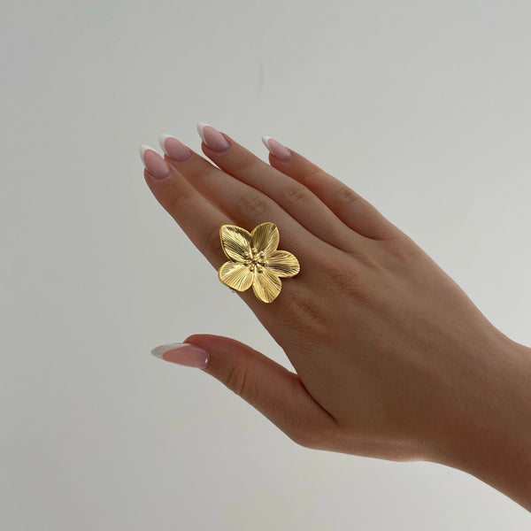 Golden Blossom | Adjustable Flower Ring