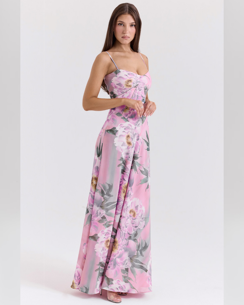 Isla™ | Pistachio Lace-Back Maxi Dress