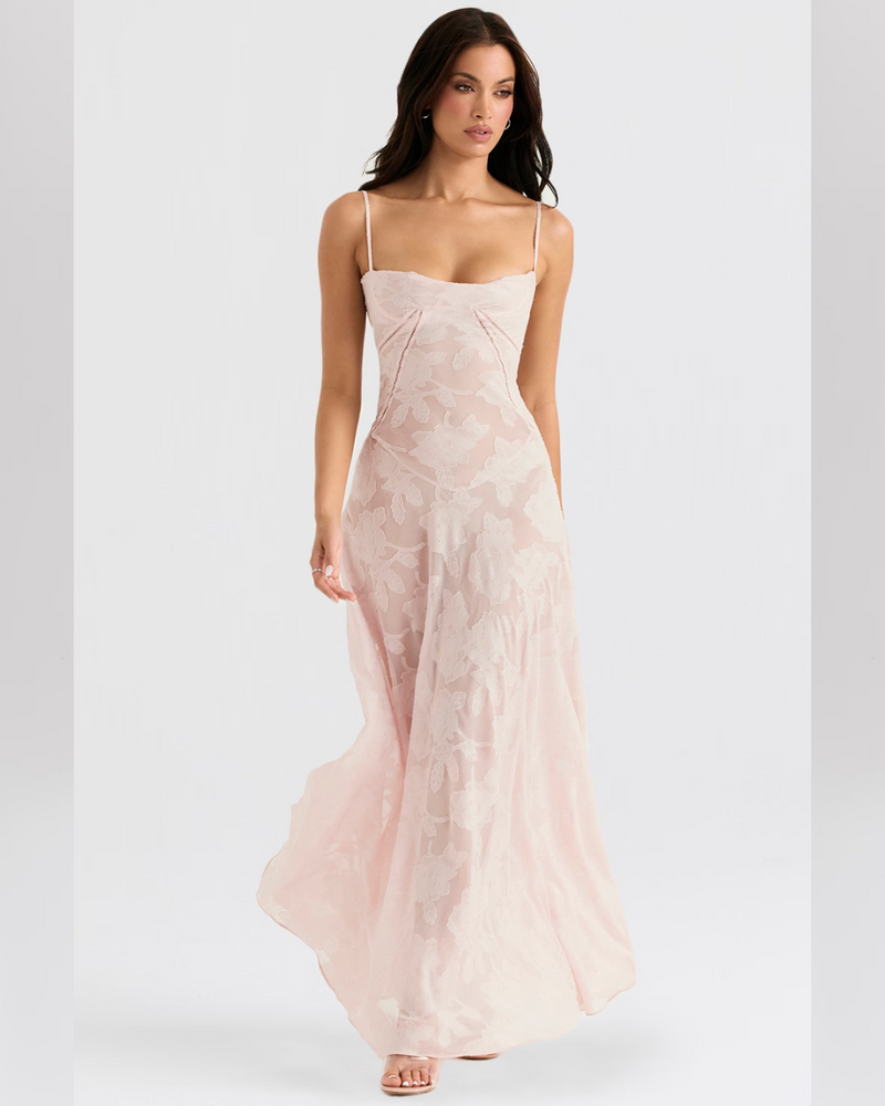 Isla™ | Pistachio Lace-Back Maxi Dress