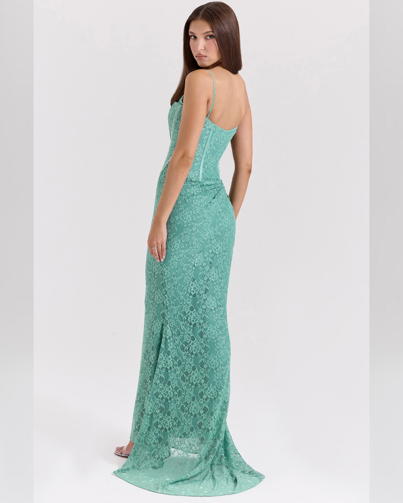 Elodie™ | Orchid Lace Corset Maxi Dress