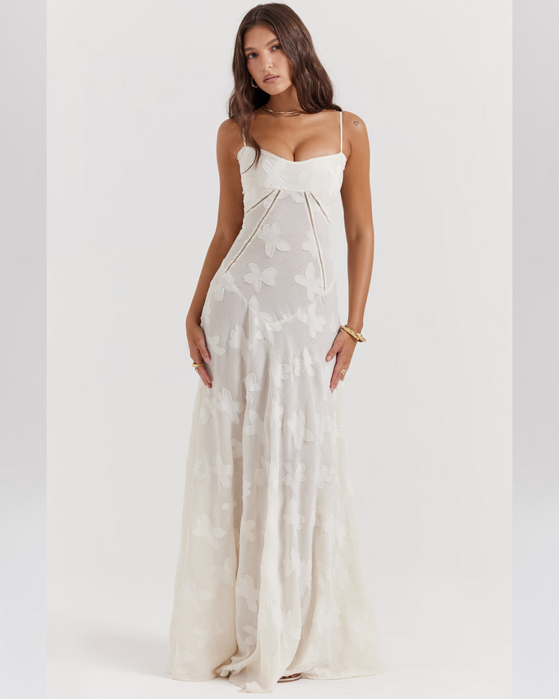 Isla™ | Pistachio Lace-Back Maxi Dress