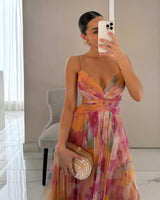 Isla™ | Printed Lace-Up Maxi Dress