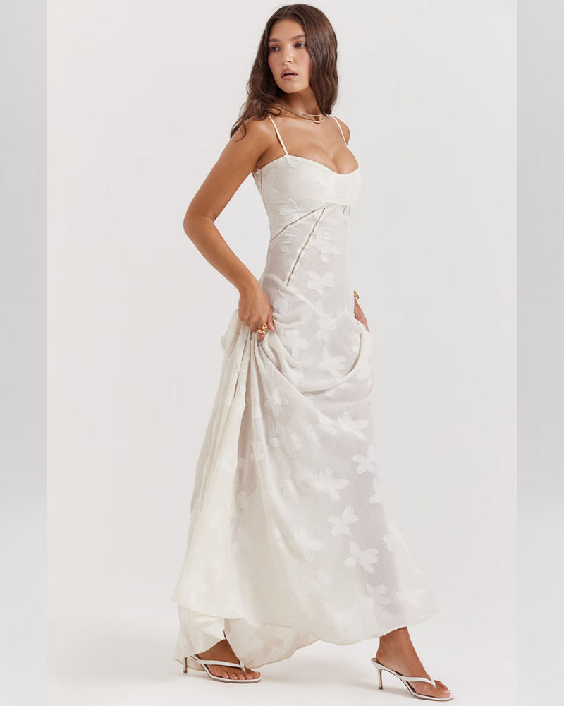 Isla™ | Pistachio Lace-Back Maxi Dress