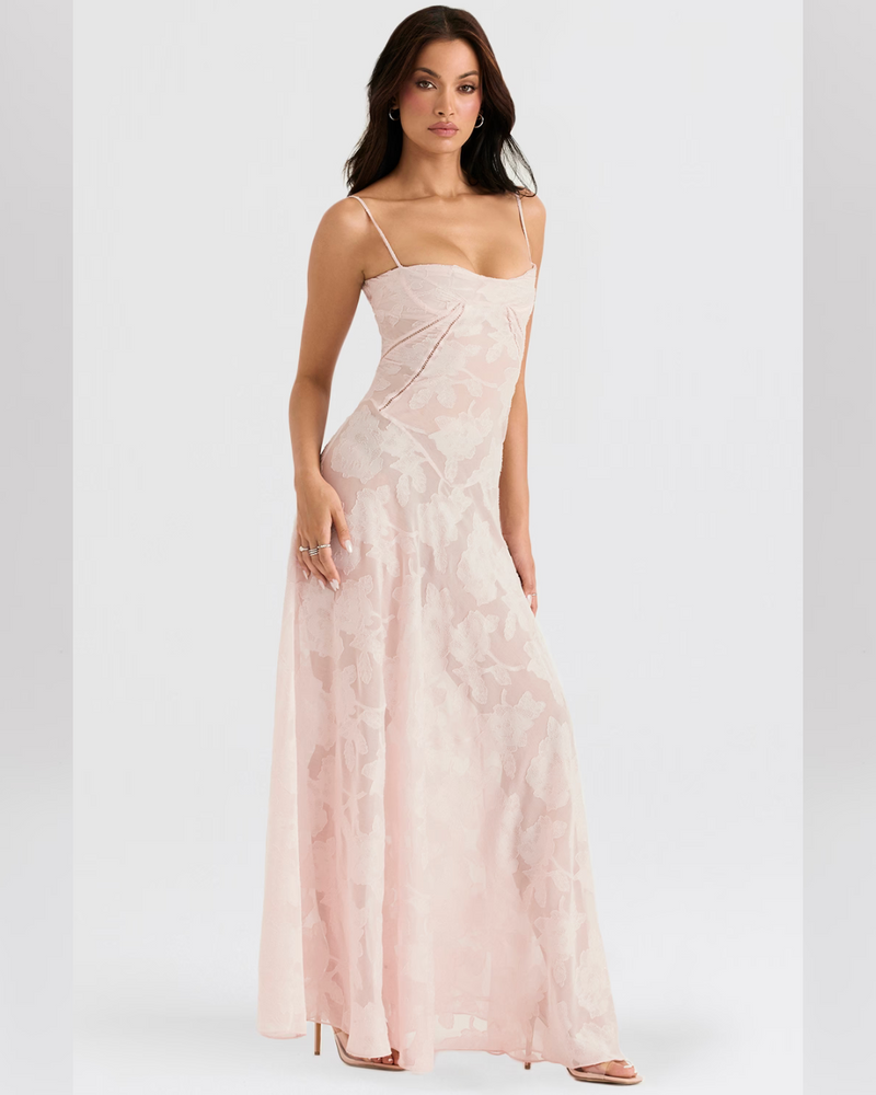 Isla™ | Pistachio Lace-Back Maxi Dress