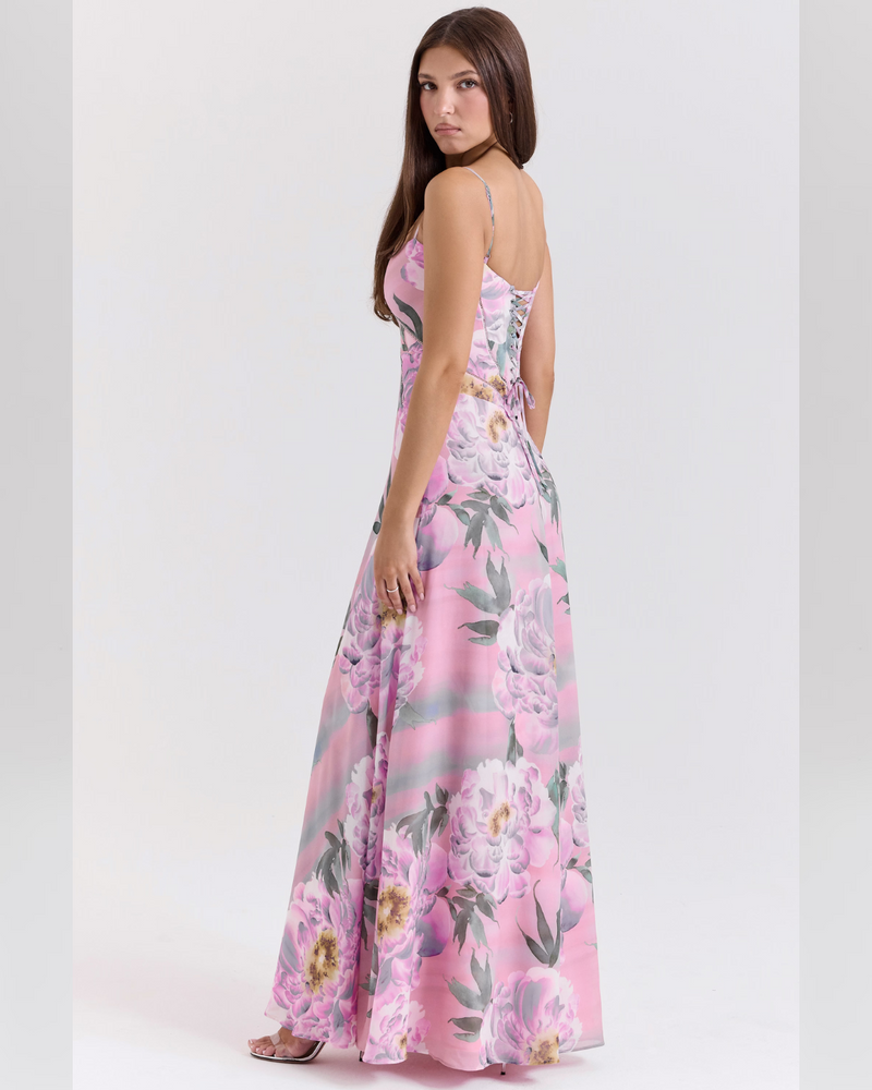 Isla™ | Pistachio Lace-Back Maxi Dress