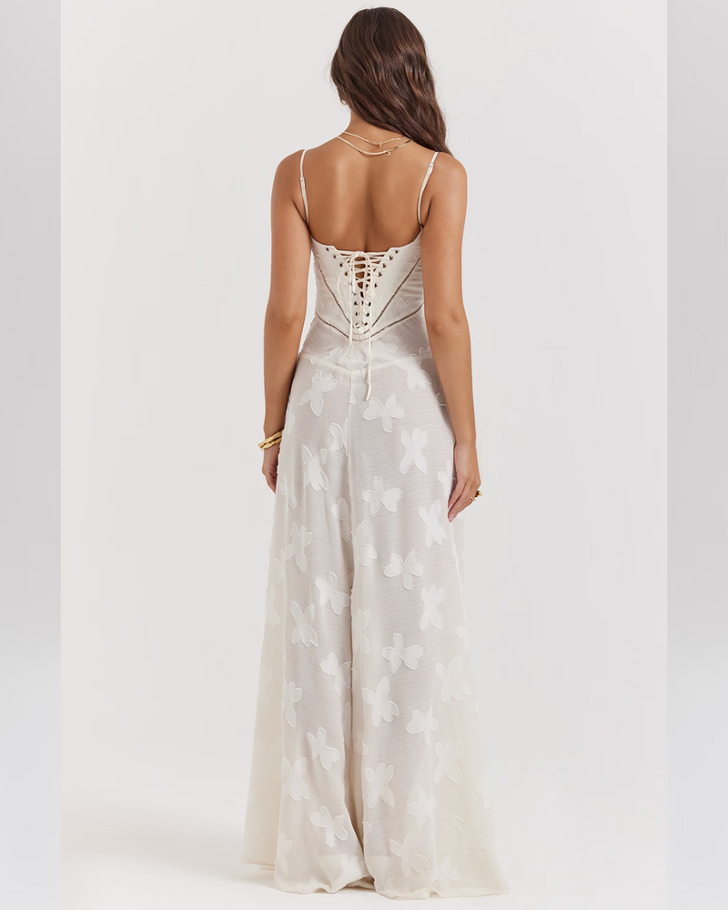 Isla™ | Pistachio Lace-Back Maxi Dress