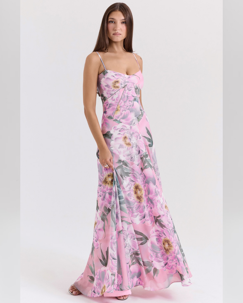 Isla™ | Pistachio Lace-Back Maxi Dress