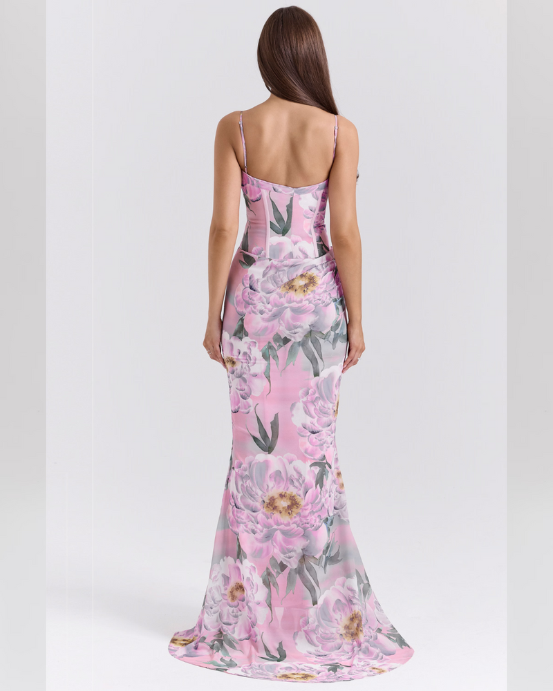 Elodie™ | Orchid Lace Corset Maxi Dress