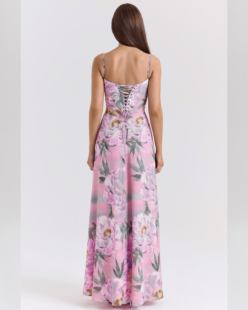 Isla™ | Pistachio Lace-Back Maxi Dress
