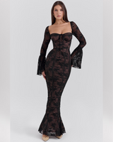 Selene™ | Elegant Black Lace Maxi Dress