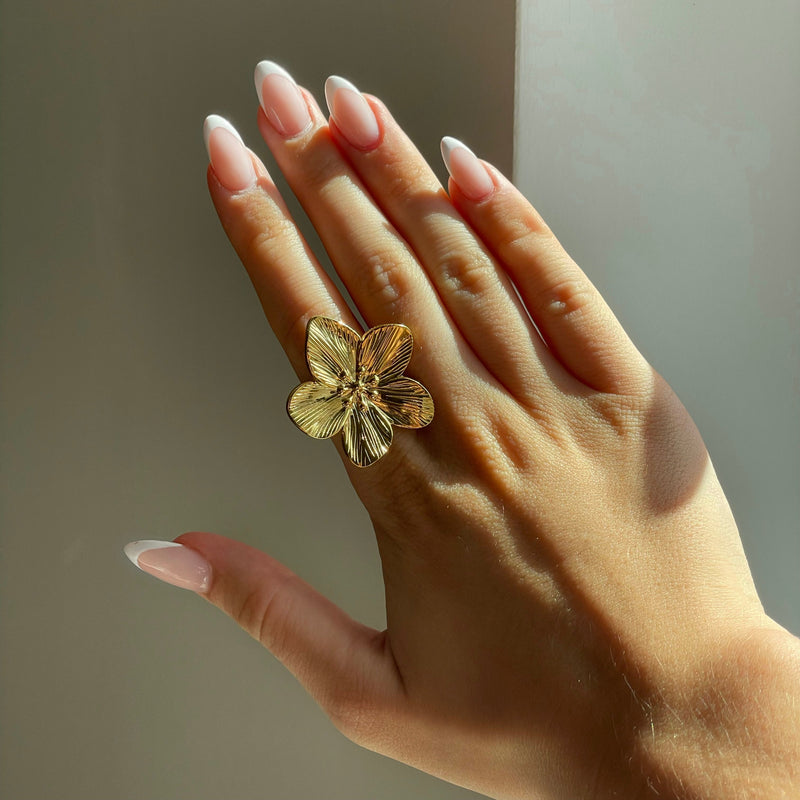 Golden Blossom | Adjustable Flower Ring
