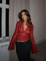 Liora™ | Lace Detail Top - Red