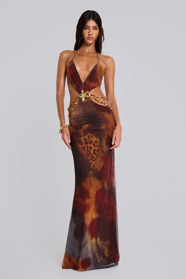 Seraphina™ | Cut-Out Print Dress