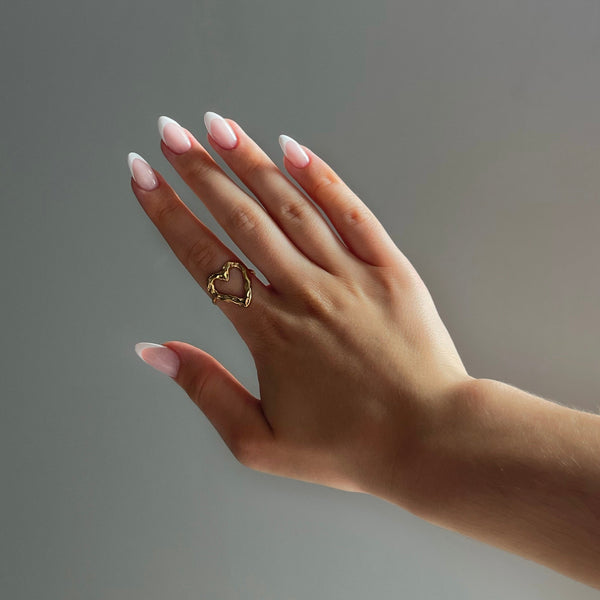 Ember | Adjustable Textured Heart Gold Ring
