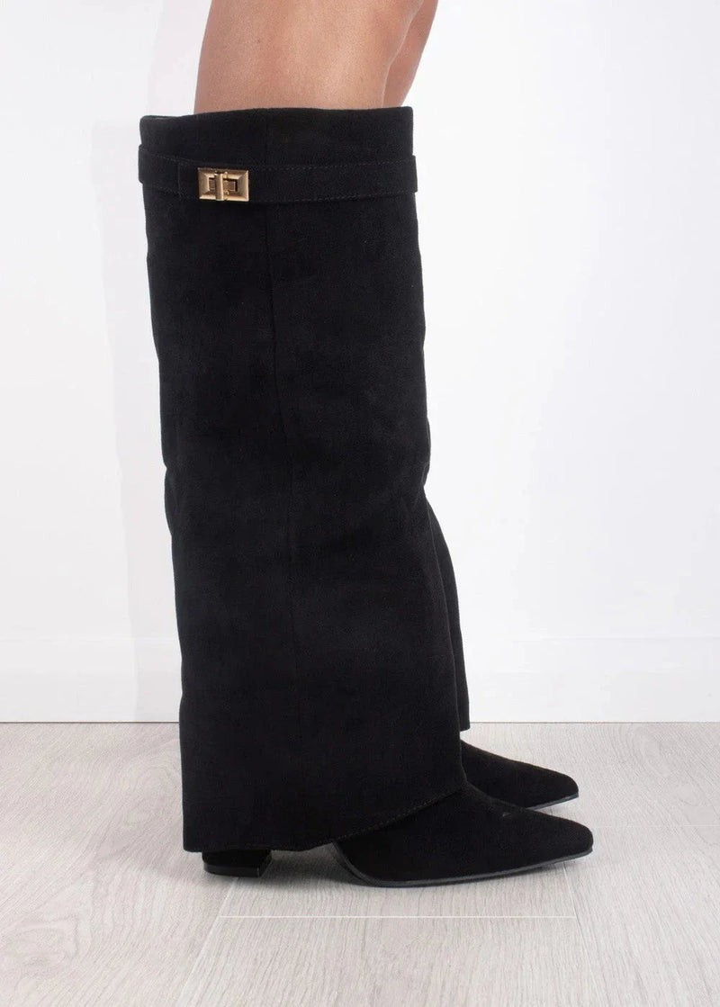 Dante™ | Suede Knee-High Boots - BLACK