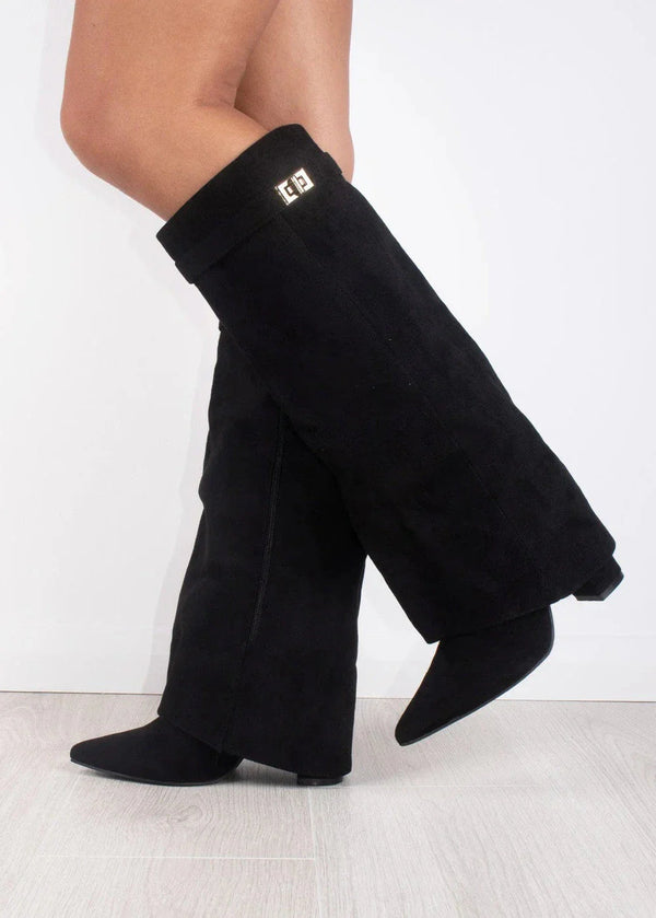 Dante™ | Suede Knee-High Boots - BLACK