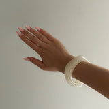 Rosella™ | Sculpted Acrylic Bangle – Cream