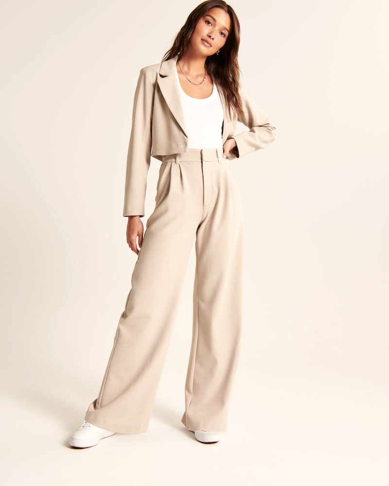 Noa™ | Beige Wide-Leg Trousers