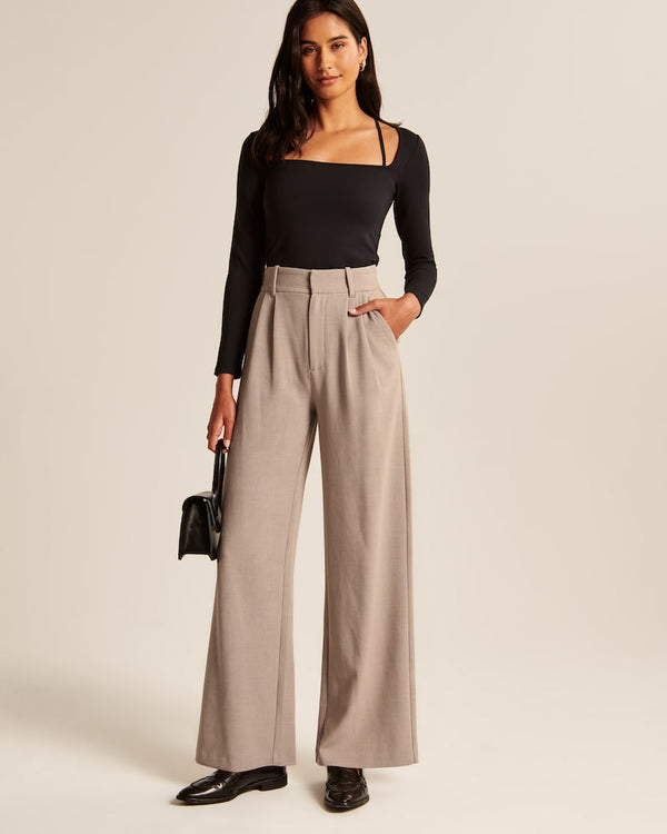 Noa™ | Taupe Wide-Leg Trousers