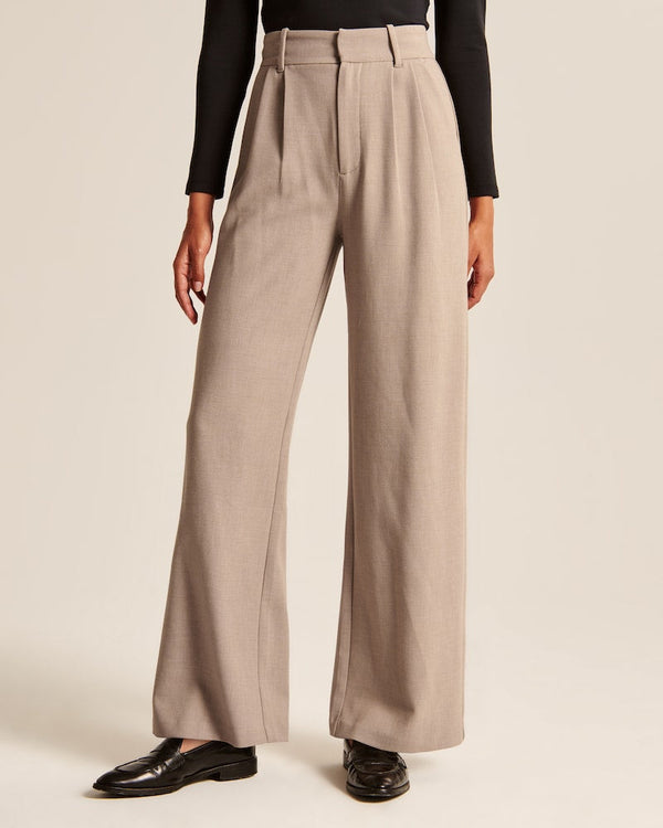 Noa™ | Taupe Wide-Leg Trousers