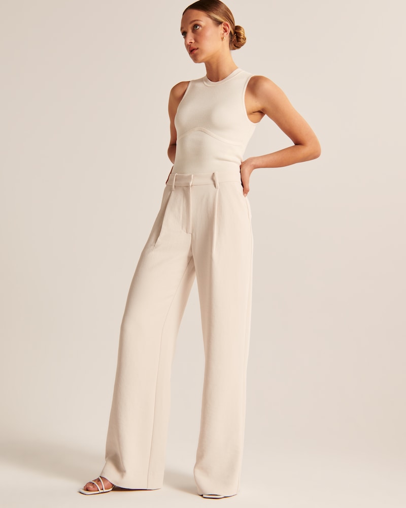 Noa™ | Beige Wide-Leg Trousers