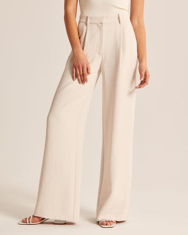 Noa™ | Beige Wide-Leg Trousers