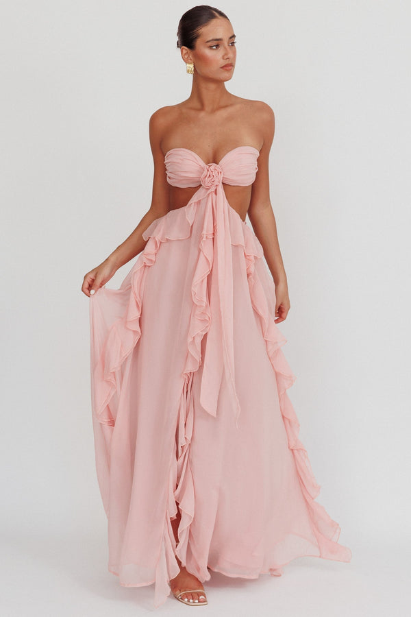 Elara™ | Cut-Out Ruffle Maxi Dress