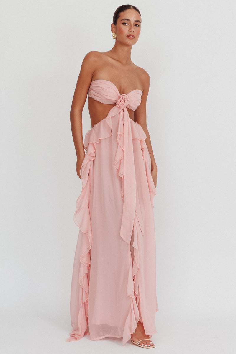 Elara™ | Cut-Out Ruffle Maxi Dress