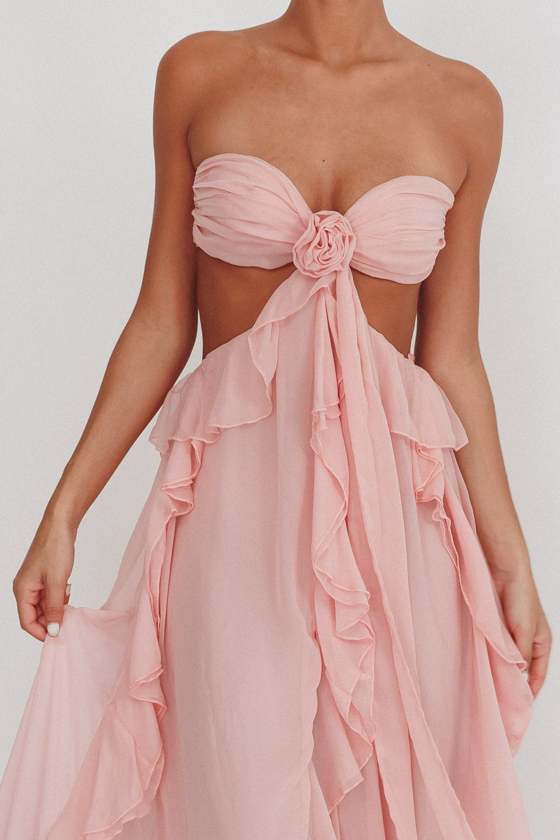 Elara™ | Cut-Out Ruffle Maxi Dress