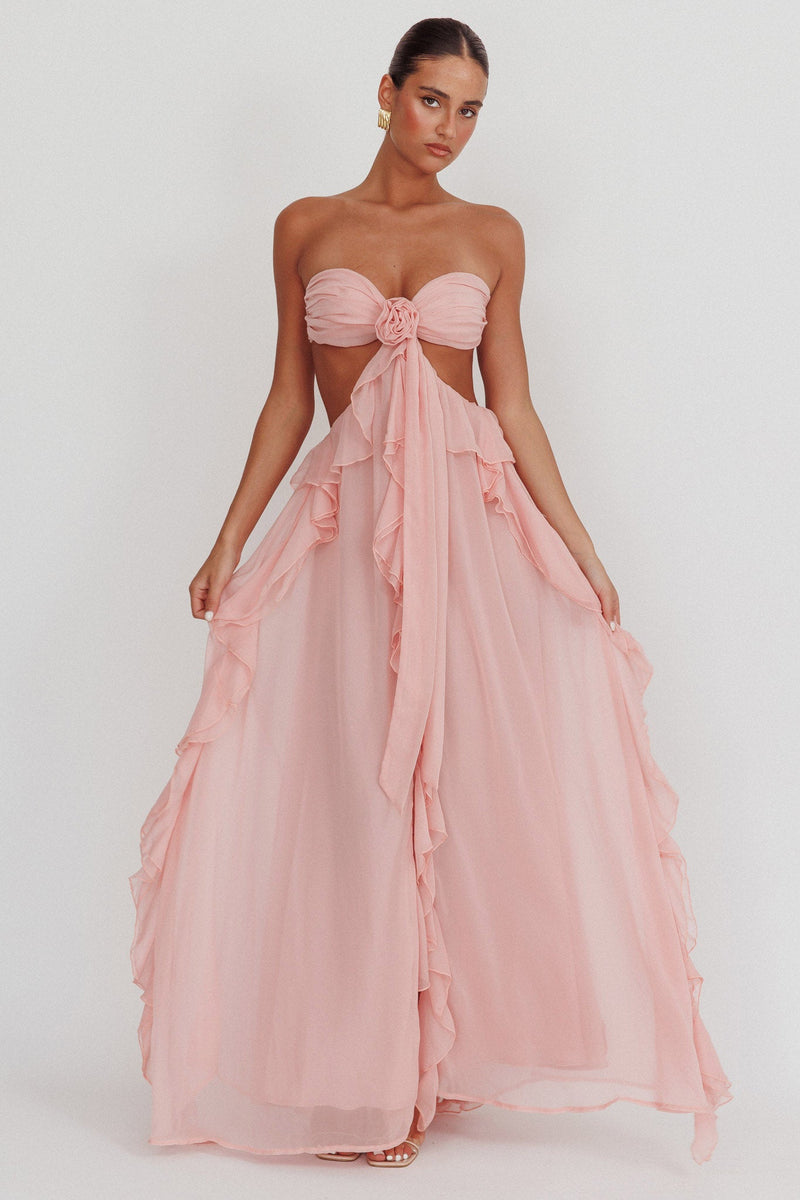 Elara™ | Cut-Out Ruffle Maxi Dress