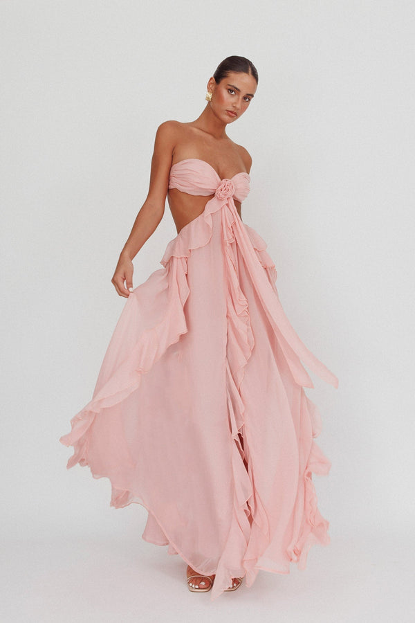 Elara™ | Cut-Out Ruffle Maxi Dress