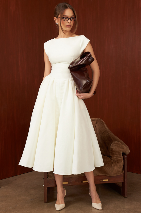 Elara™ | Elegant White Dress