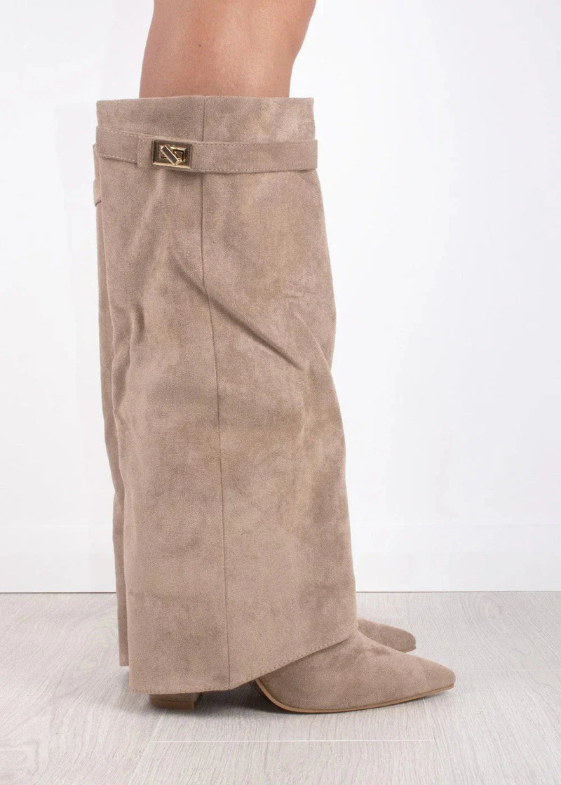 Dante™ | Suede Knee-High Boots - Beige