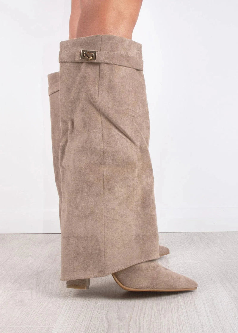 Dante™ | Suede Knee-High Boots - Beige