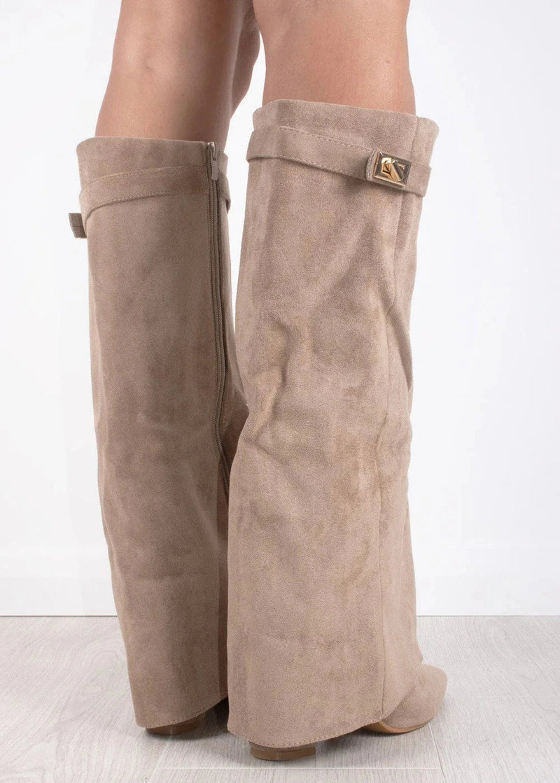 Dante™ | Suede Knee-High Boots - Beige