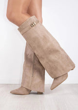 Dante™ | Suede Knee-High Boots - Beige