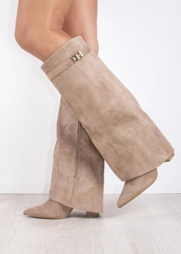 Dante™ | Suede Knee-High Boots - Beige