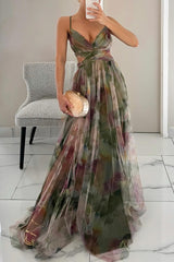 Isla™ | Printed Lace-Up Maxi Dress